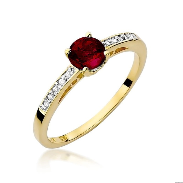 Pierścionek W066 Granat 0,60ct żółte złoto