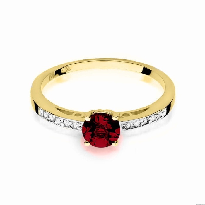 Pierścionek W066 Granat 0,60ct żółte złoto