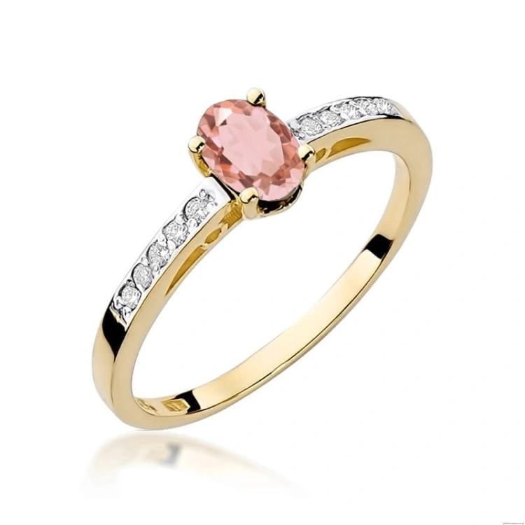 Pierścionek W067 Morganit 0,40ct żółte złoto
