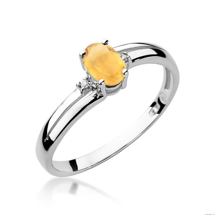 Pierścionek W068 Cytryn 0,60ct białe złoto