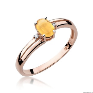 Pierścionek W068 Cytryn 0,60ct różowe złoto