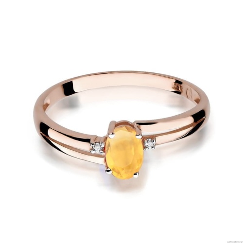 Pierścionek W068 Cytryn 0,60ct różowe złoto