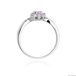 Pierścionek W072 Różowy Topaz 0,13ct białe złoto