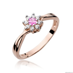 Pierścionek W072 Różowy Topaz 0,13ct różowe złoto