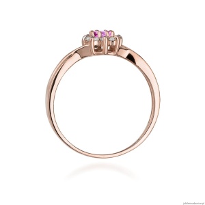 Pierścionek W072 Różowy Topaz 0,13ct różowe złoto
