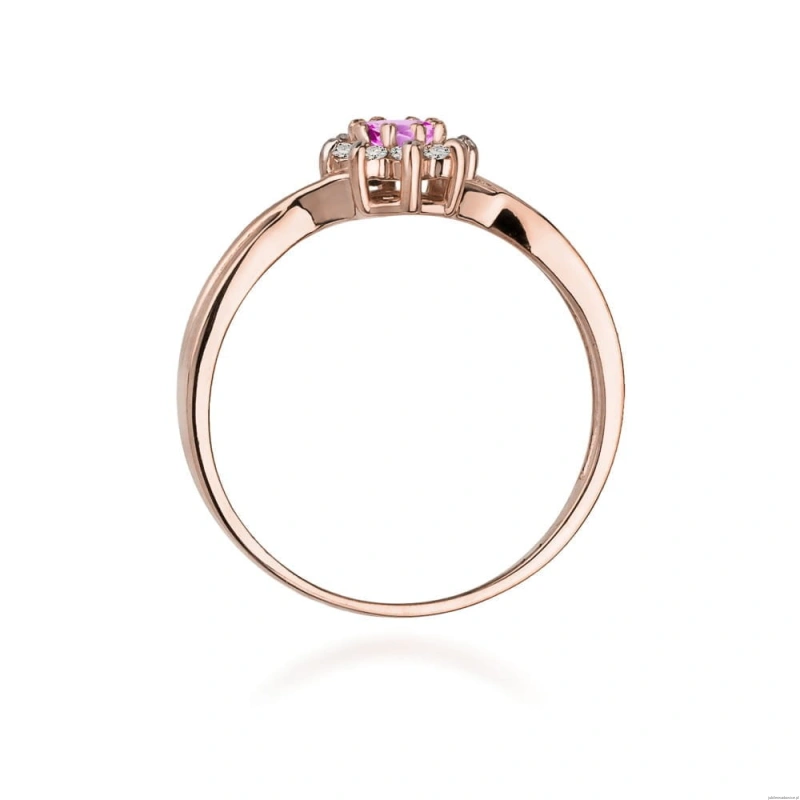 Pierścionek W072 Różowy Topaz 0,13ct różowe złoto