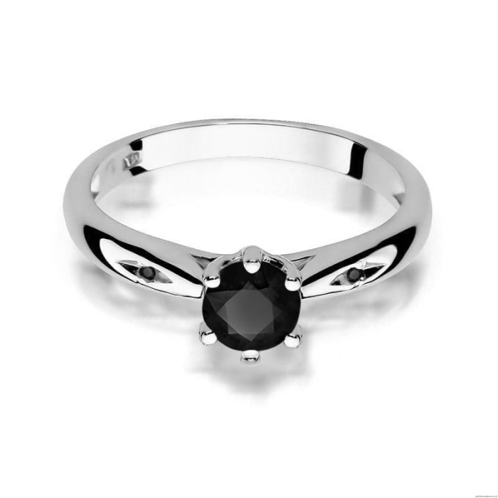 Pierścionek W074 Czarny Diament 0,50ct białe złoto