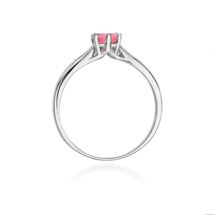 Pierścionek W074 Różowy Topaz 0,60ct białe złoto