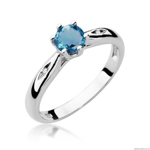 Pierścionek W074 Topaz London Blue 0,50ct białe złoto