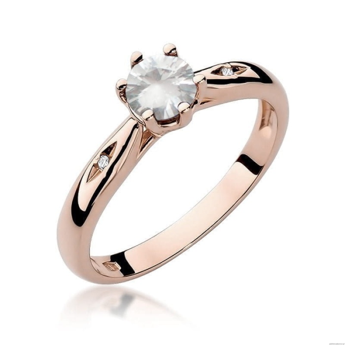 Pierścionek W074 Biały Szafir 0,60ct różowe złoto