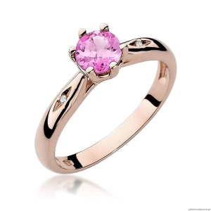 Pierścionek W074 Różowy Topaz 0,60ct różowe złoto