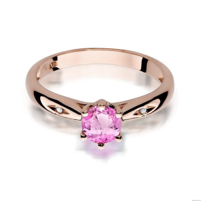Pierścionek W074 Różowy Topaz 0,60ct różowe złoto