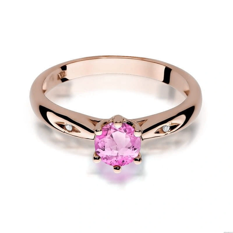 Pierścionek W074 Różowy Topaz 0,60ct różowe złoto