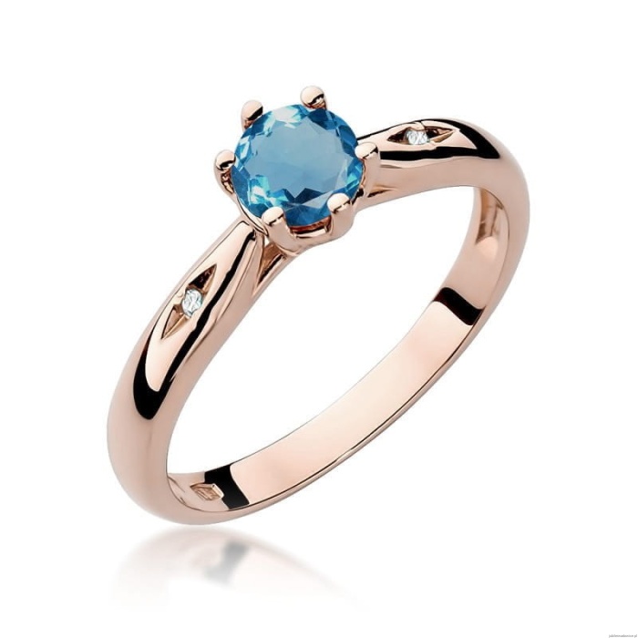 Pierścionek W074 Topaz London Blue 0,50ct różowe złoto