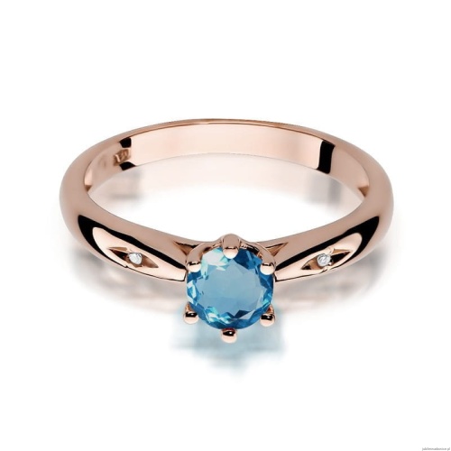Pierścionek W074 Topaz London Blue 0,50ct różowe złoto
