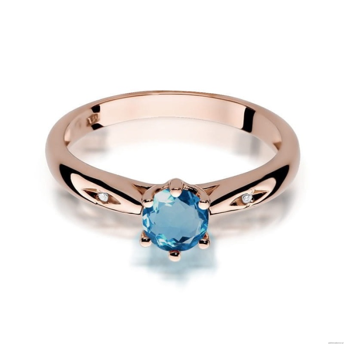 Pierścionek W074 Topaz London Blue 0,50ct różowe złoto