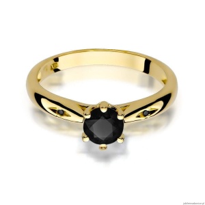 Pierścionek W074 Czarny Diament 0,50ct żółte złoto