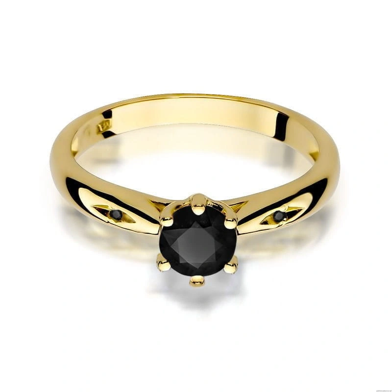 Pierścionek W074 Czarny Diament 0,50ct żółte złoto