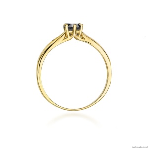 Pierścionek W074 Czarny Diament 0,50ct żółte złoto