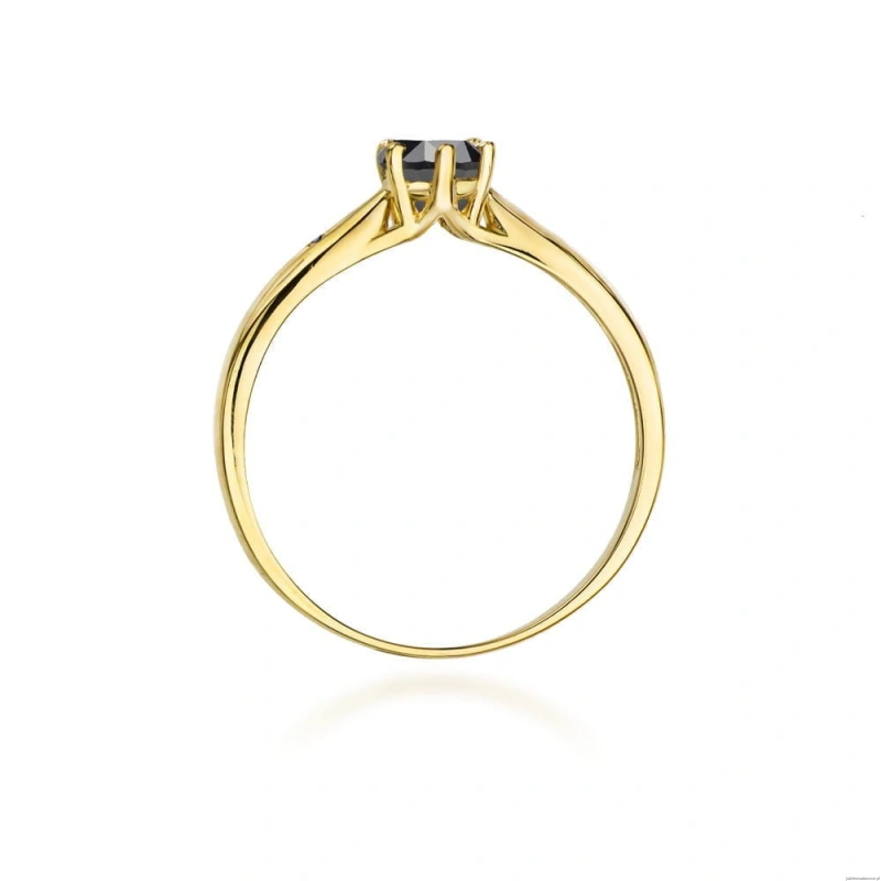 Pierścionek W074 Czarny Diament 0,50ct żółte złoto