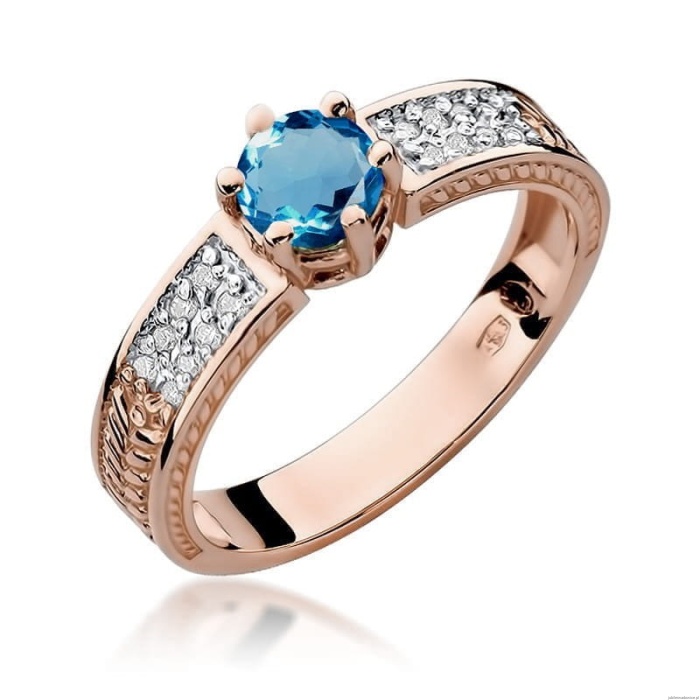 Pierścionek W075 Topaz London Blue 0,50ct różowe złoto