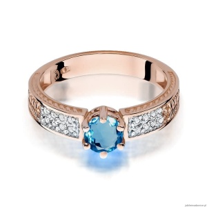 Pierścionek W075 Topaz London Blue 0,50ct różowe złoto