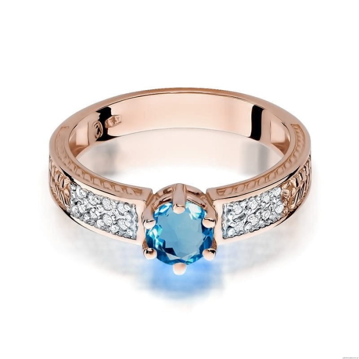 Pierścionek W075 Topaz London Blue 0,50ct różowe złoto