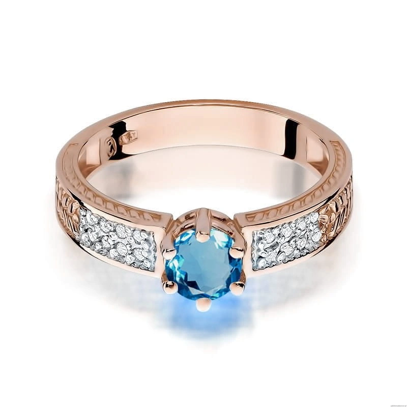 Pierścionek W075 Topaz London Blue 0,50ct różowe złoto