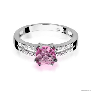 Pierścionek W079 Różowy Topaz 1,10ct białe złoto