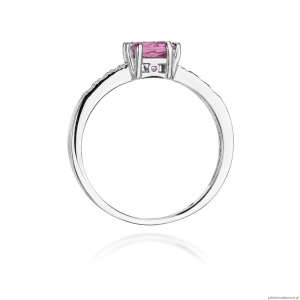 Pierścionek W079 Różowy Topaz 1,10ct białe złoto