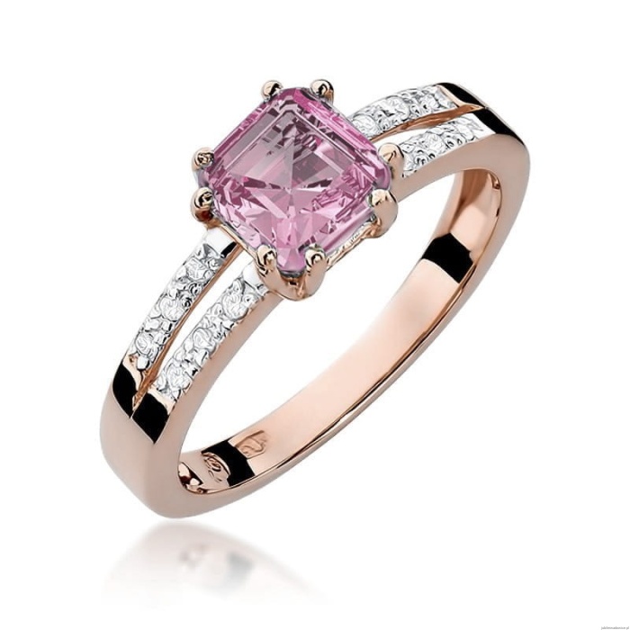 Pierścionek W079 Różowy Topaz 1,10ct różowe złoto