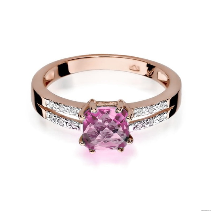 Pierścionek W079 Różowy Topaz 1,10ct różowe złoto