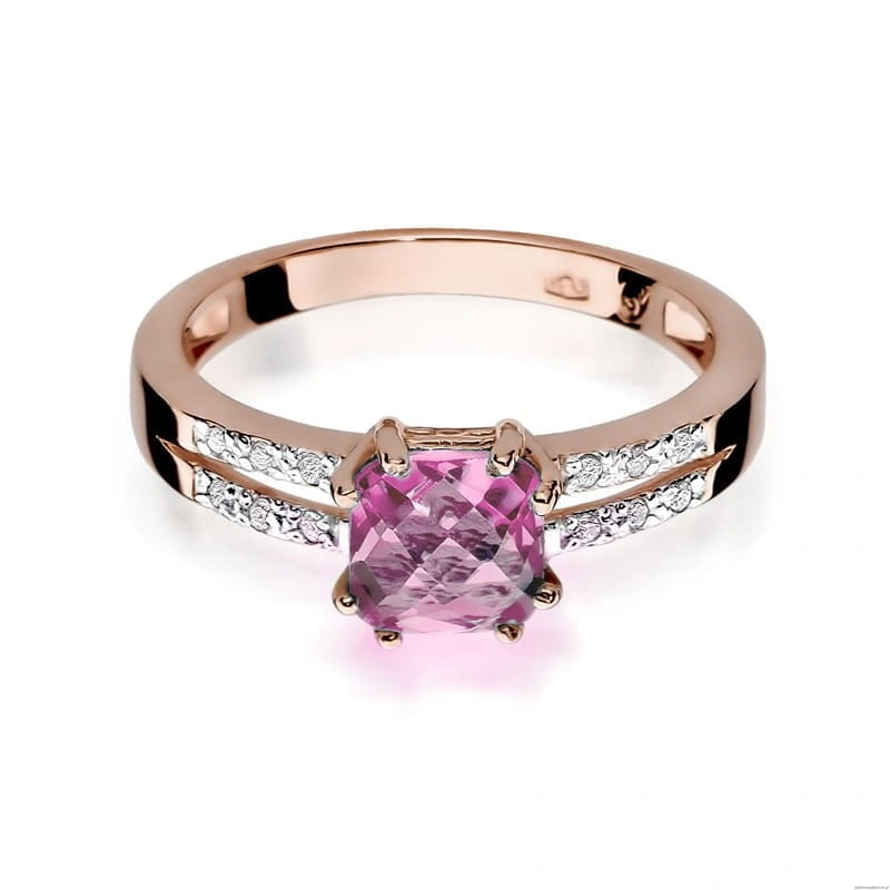 Pierścionek W079 Różowy Topaz 1,10ct różowe złoto