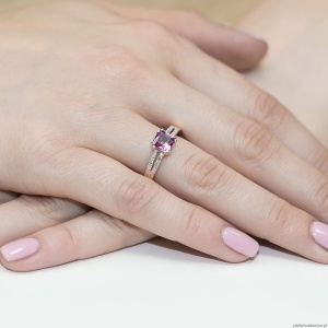 Pierścionek W079 Różowy Topaz 1,10ct różowe złoto