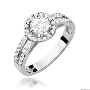 Pierścionek W087 Biały Szafir 0,60ct białe złoto