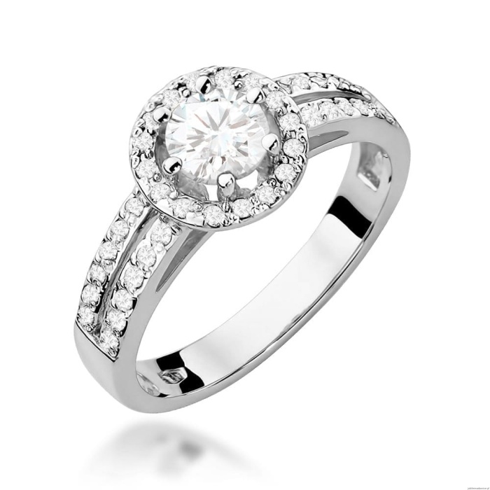 Pierścionek W087 Biały Szafir 0,60ct białe złoto