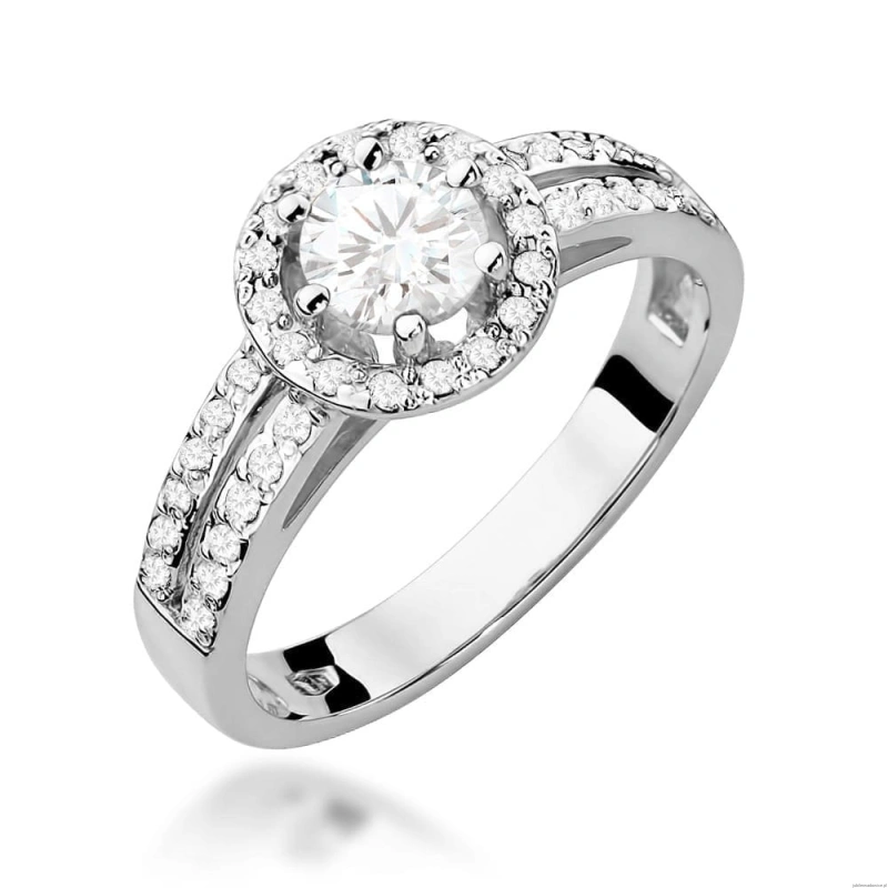 Pierścionek W087 Biały Szafir 0,60ct białe złoto