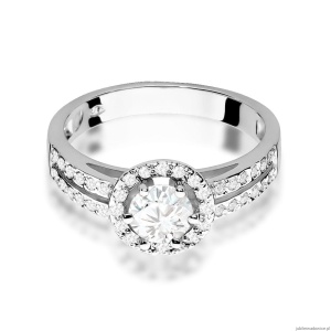 Pierścionek W087 Biały Szafir 0,60ct białe złoto