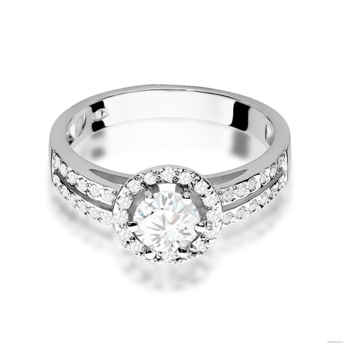 Pierścionek W087 Biały Szafir 0,60ct białe złoto