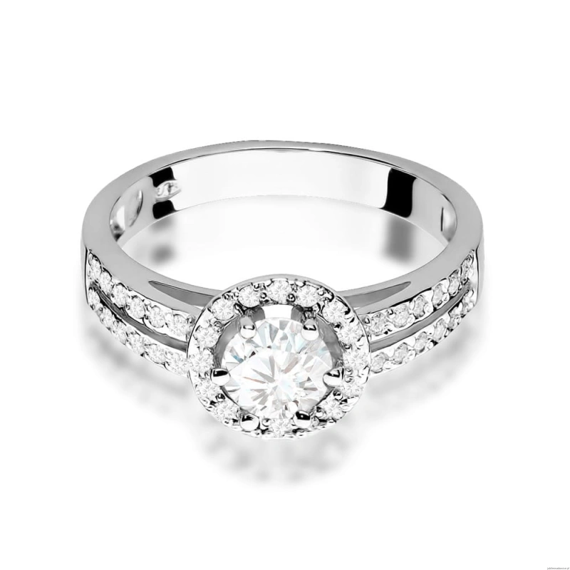 Pierścionek W087 Biały Szafir 0,60ct białe złoto