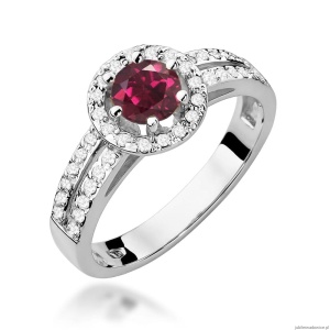 Pierścionek W087 Rodolit 0,60ct białe złoto