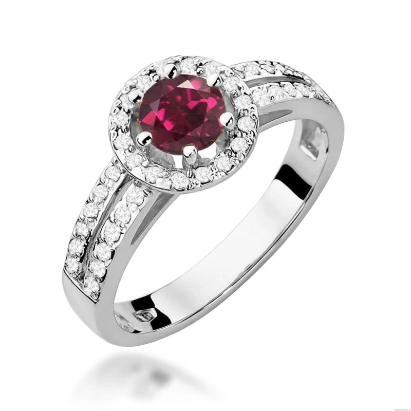 Pierścionek W087 Rodolit 0,60ct białe złoto
