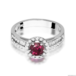 Pierścionek W087 Rodolit 0,60ct białe złoto
