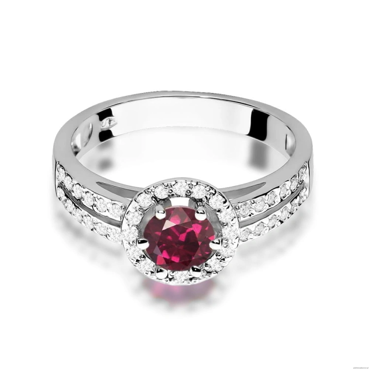 Pierścionek W087 Rodolit 0,60ct białe złoto