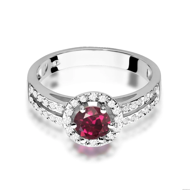Pierścionek W087 Rodolit 0,60ct białe złoto