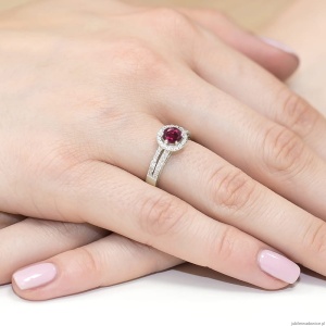 Pierścionek W087 Rodolit 0,60ct białe złoto