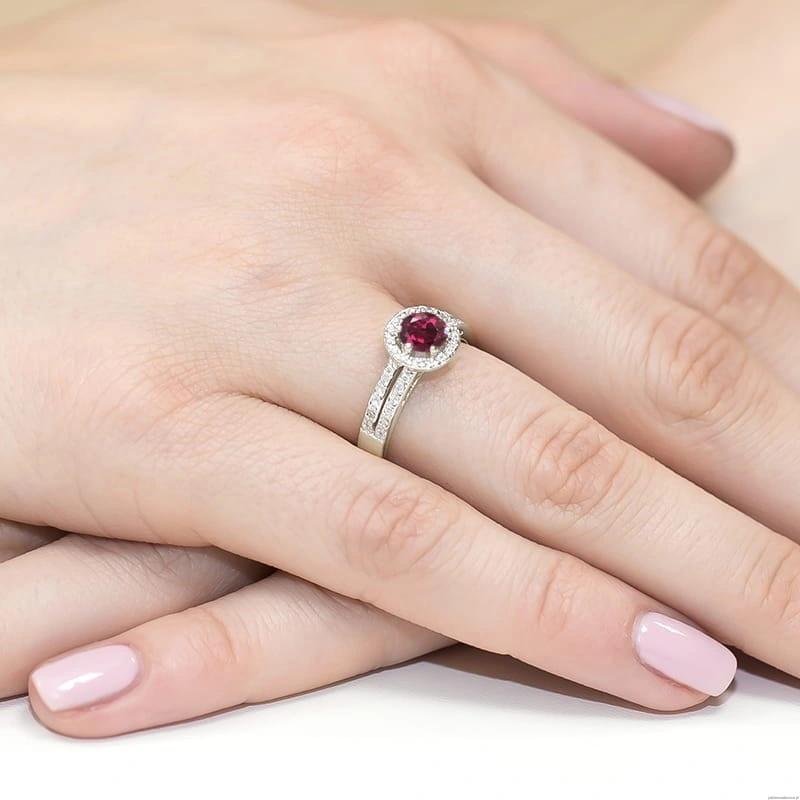 Pierścionek W087 Rodolit 0,60ct białe złoto