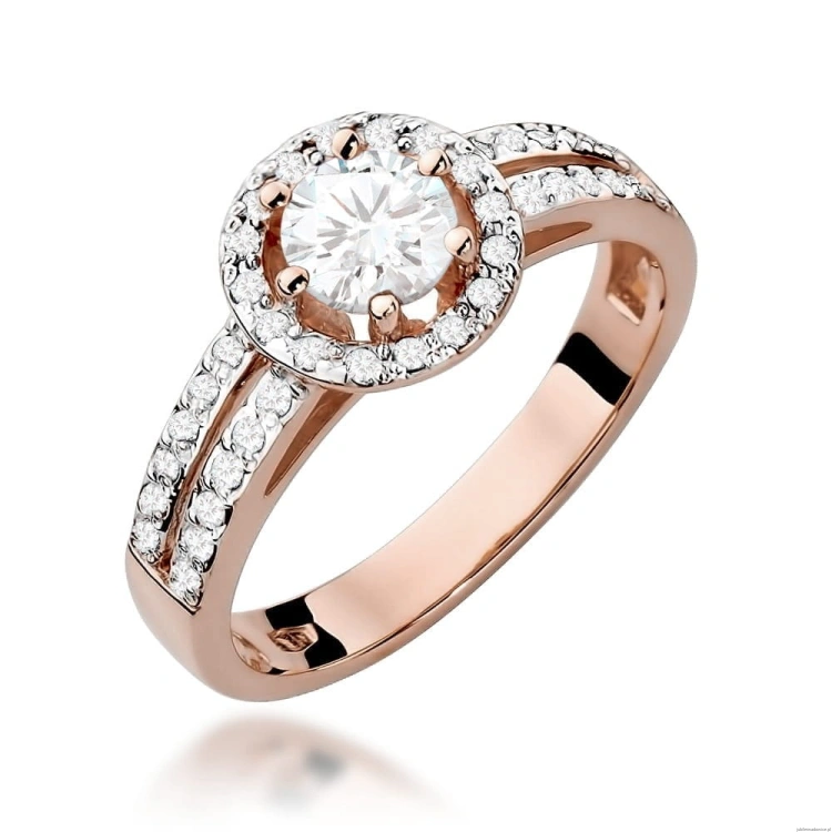 Pierścionek W087 Biały Szafir 0,60ct różowe złoto