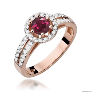 Pierścionek W087 Rodolit 0,60ct różowe złoto