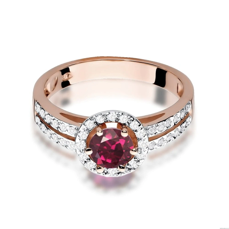 Pierścionek W087 Rodolit 0,60ct różowe złoto
